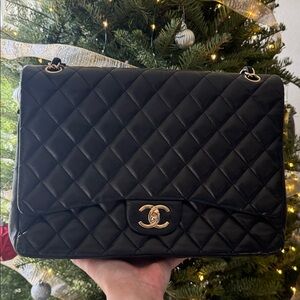 🚨COPY-🚨Listing #2🚨 Chanel Maxi Black Lambskin Double Flap w/GHW✨